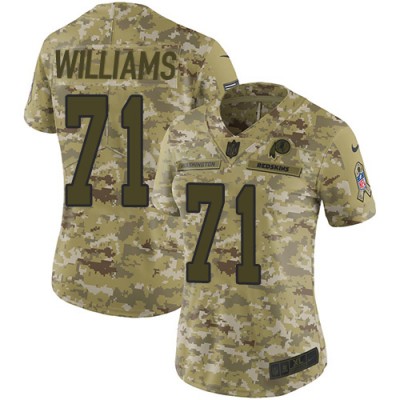 Nike Washington Commanders #71 Trent Williams Camo Women's Stitched NFL Limited 2018 Salute to Service Jersey